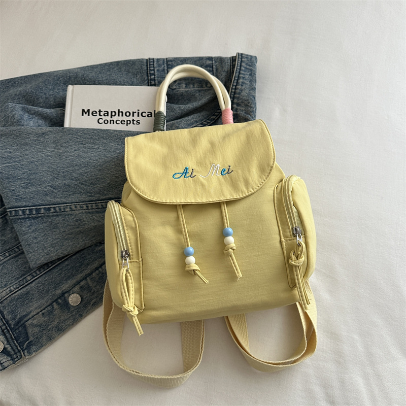 Fresh Fashionable Women's Commuter Backpack 2025 New Style Trendy Bucket Bag Nylon Material Urban Minimalist Style Small Size B0309