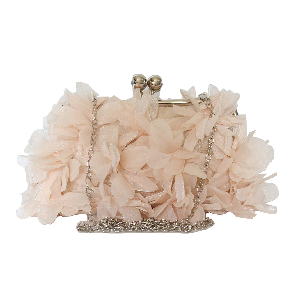 Flower Evening Clutch Purse Sweet Style Floral Wedding Romantic Bridal Handbag Metal Handle Banquet Dinner Dress Bags with Chain B0419