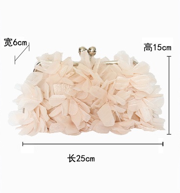 Flower Evening Clutch Purse Sweet Style Floral Wedding Romantic Bridal Handbag Metal Handle Banquet Dinner Dress Bags with Chain B0419