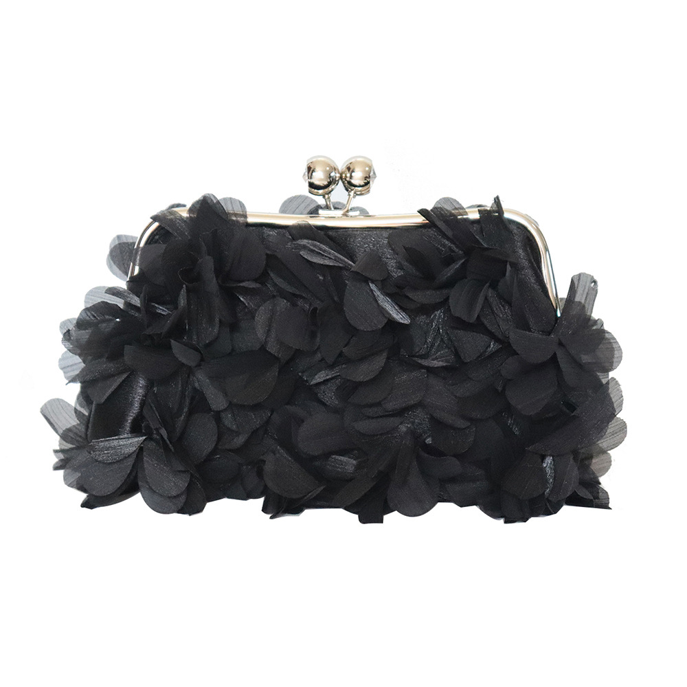 Flower Evening Clutch Purse Sweet Style Floral Wedding Romantic Bridal Handbag Metal Handle Banquet Dinner Dress Bags with Chain B0419