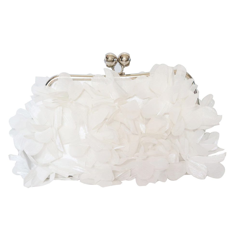 Flower Evening Clutch Purse Sweet Style Floral Wedding Romantic Bridal Handbag Metal Handle Banquet Dinner Dress Bags with Chain B0419