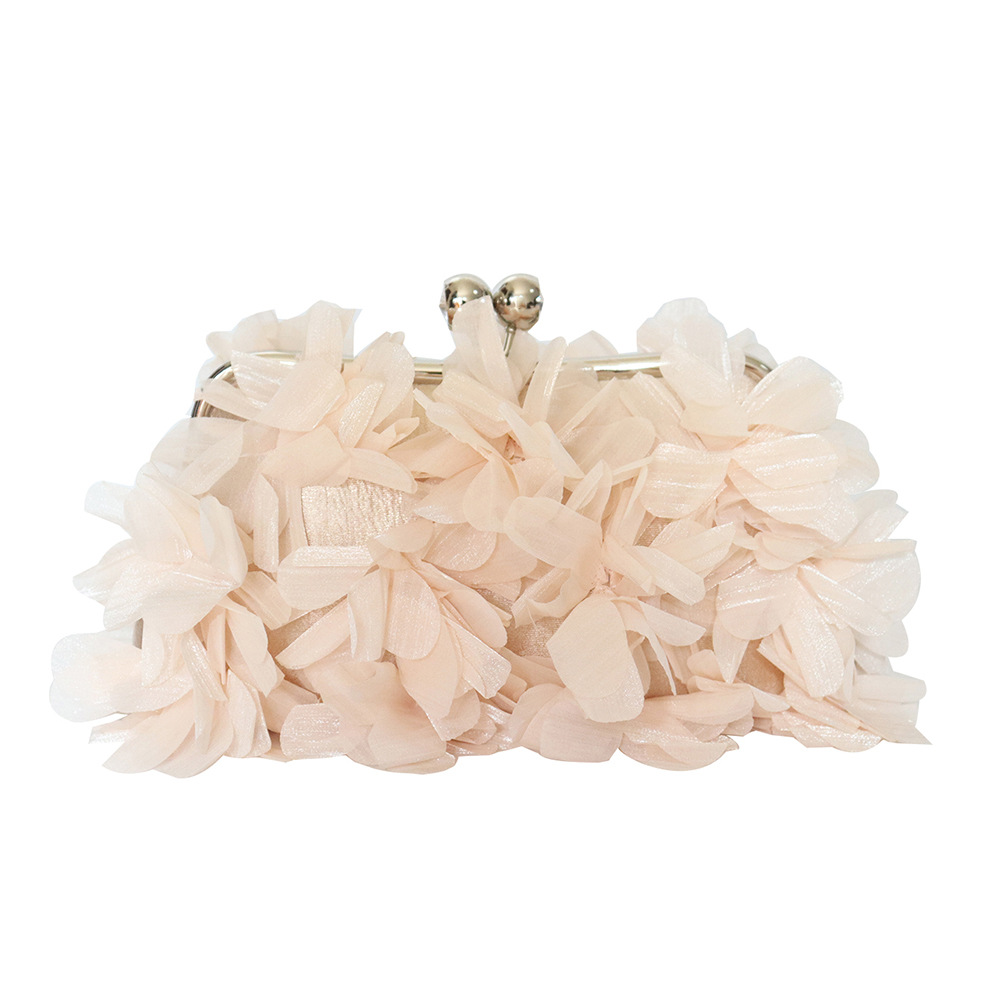 Flower Evening Clutch Purse Sweet Style Floral Wedding Romantic Bridal Handbag Metal Handle Banquet Dinner Dress Bags with Chain B0419