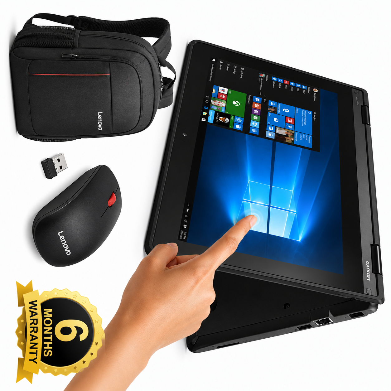 (LIMITED DEAL) LENOVO YOGA 11E 12" X360 2-IN-1 TOUCHSCREEN LAPTOP – REFURBISHED, 4GB RAM, 128GB SSD, WINDOWS 10 PRO, BLACK+  Laptop Bag & Free wireless mouse.