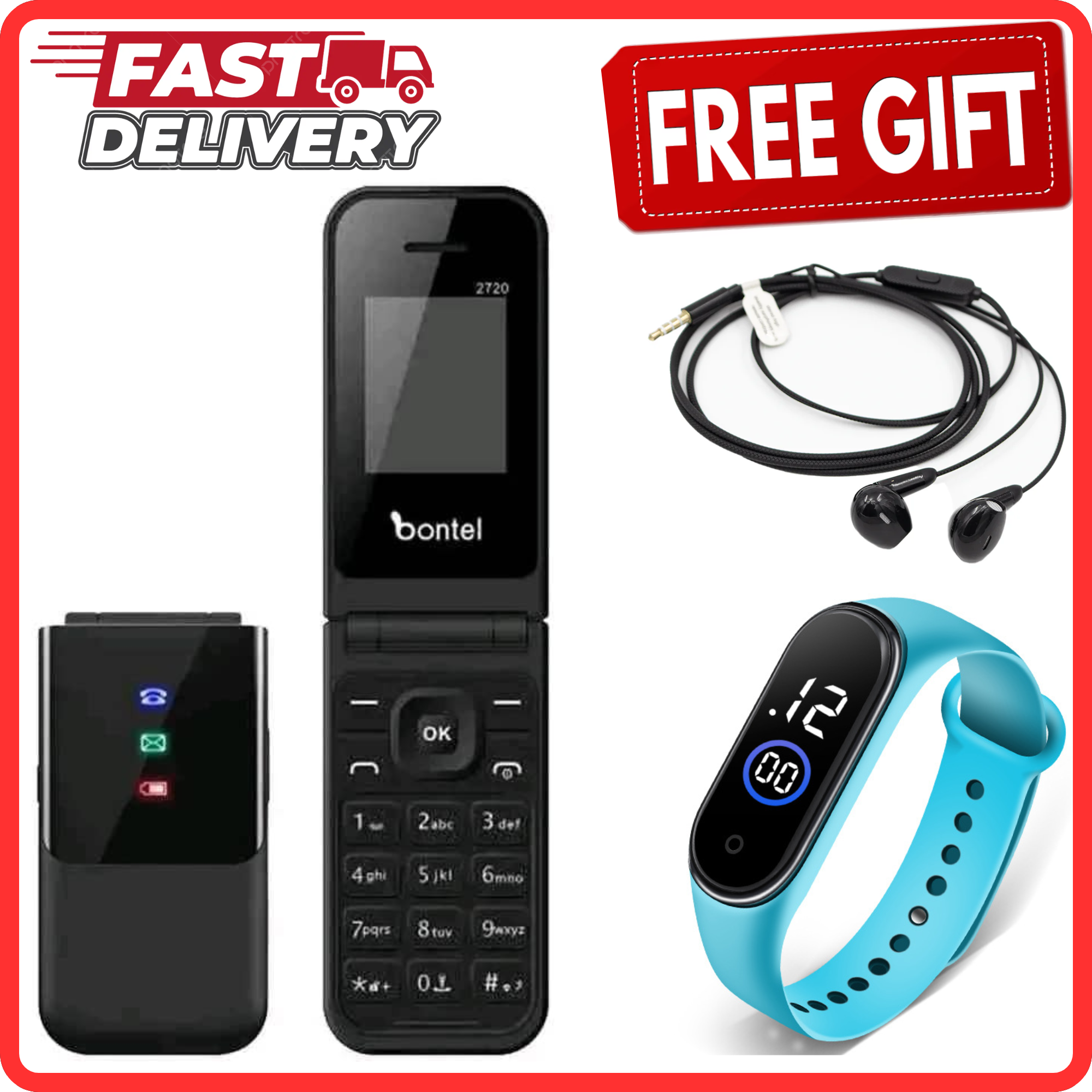 LIMITED DISCOUNT🔥🔥💃🏻💃🏻 !!!BRAND NEW BONTEL 2720 1.77" DISPLAY FLIP PHONE DUAL(TWO) SIM CARD SLOT MP3,MP4,FM RADIO FLASH TORCH BATTERY 1000MAH FEATURE PHONE KABAMBE
