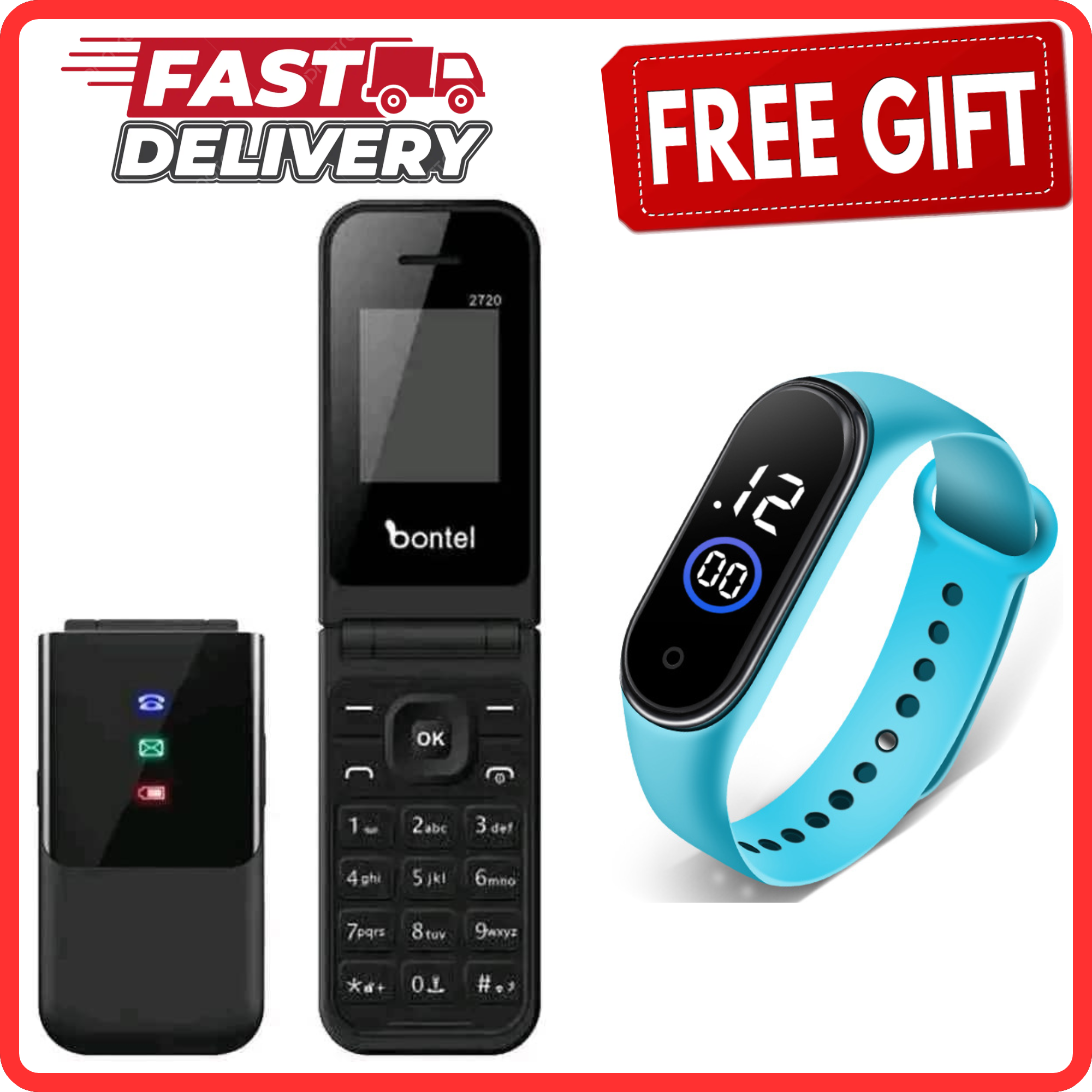 LIMITED DISCOUNT🔥🔥💃🏻💃🏻 !!!BRAND NEW BONTEL 2720 1.77" DISPLAY FLIP PHONE DUAL(TWO) SIM CARD SLOT MP3,MP4,FM RADIO FLASH TORCH BATTERY 1000MAH FEATURE PHONE KABAMBE
