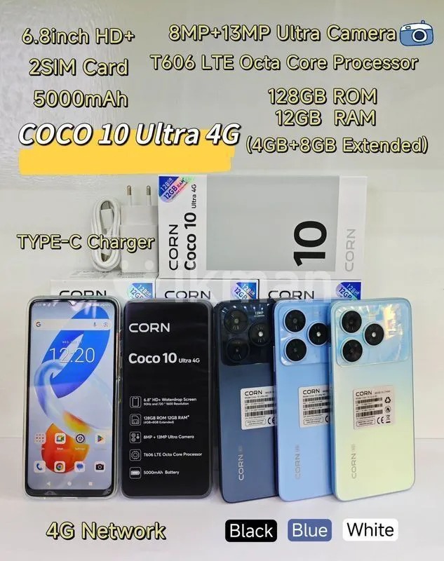 BRAND NEW Coco 10 Ultra 4G – ROM 128 Gb – RAM 4 Gb (+8Gb extensible) – 5000 mAh smart phones