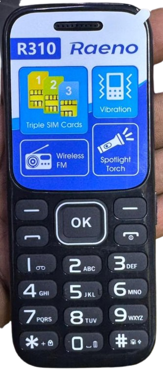 LIMITED DISCOUNT 🔥🔥BRAND NEW  RAENO R310 TRIPLE SIM CARD FEATURE PHONE WITH Bluetooth /Wireless FM/SD Slot kabambe/katululu/mulika mwizi/button feature phone