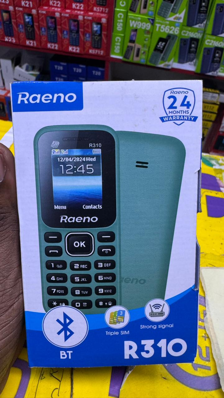 LIMITED DISCOUNT 🔥🔥BRAND NEW  RAENO R310 TRIPLE SIM CARD FEATURE PHONE WITH Bluetooth /Wireless FM/SD Slot kabambe/katululu/mulika mwizi/button feature phone