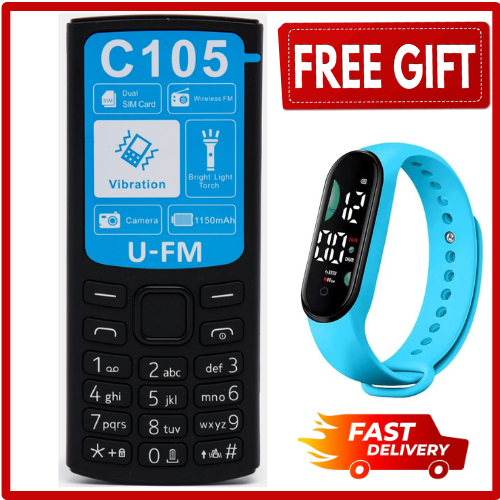 LIMITED DISCOUNT💃🏻💃🏻🔥🔥 !! BRAND NEW  UFM C105 DUAL SIM CARD FEATURE PHONE WITH Bluetooth /Wireless FM/SD Slot kabambe/katululu/mulika mwizi/button feature phone
