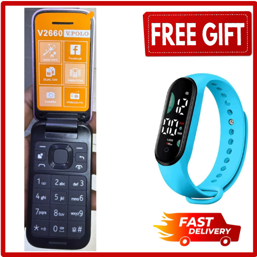 LIMITED DISCOUNT !!!BRAND NEW  V2660 Dual SIM Flip Phone - , Wireless FM, Camera- dual SIM CARD FEATURE PHONE WITH Bluetooth /Wireless FM/SD Slot kabambe/katululu/mulika mwizi/button feature phone