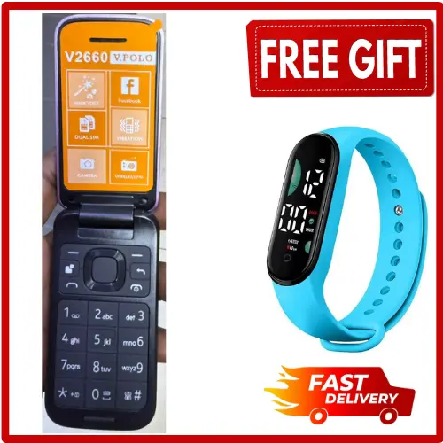 LIMITED DISCOUNT !!!BRAND NEW  V2660 Dual SIM Flip Phone - , Wireless FM, Camera- dual SIM CARD FEATURE PHONE WITH Bluetooth /Wireless FM/SD Slot kabambe/katululu/mulika mwizi/button feature phone