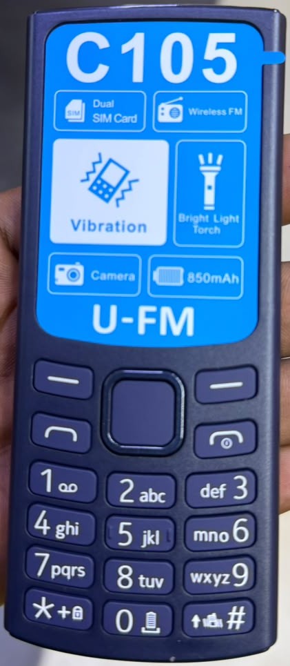LIMITED DISCOUNT💃🏻💃🏻🔥🔥 !! BRAND NEW  UFM C105 DUAL SIM CARD FEATURE PHONE WITH Bluetooth /Wireless FM/SD Slot kabambe/katululu/mulika mwizi/button feature phone