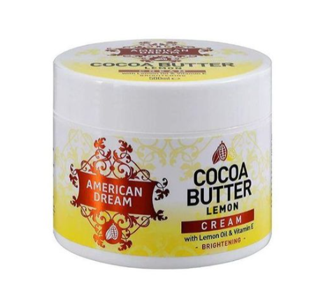 Original American Dream Cocoa Butter Lemon Cream 500ml – Brightening Body Cream with Lemon Oil & Vitamin E for Glowing Skin, Moisturizing Cream for Dark Spots & Dry Skin