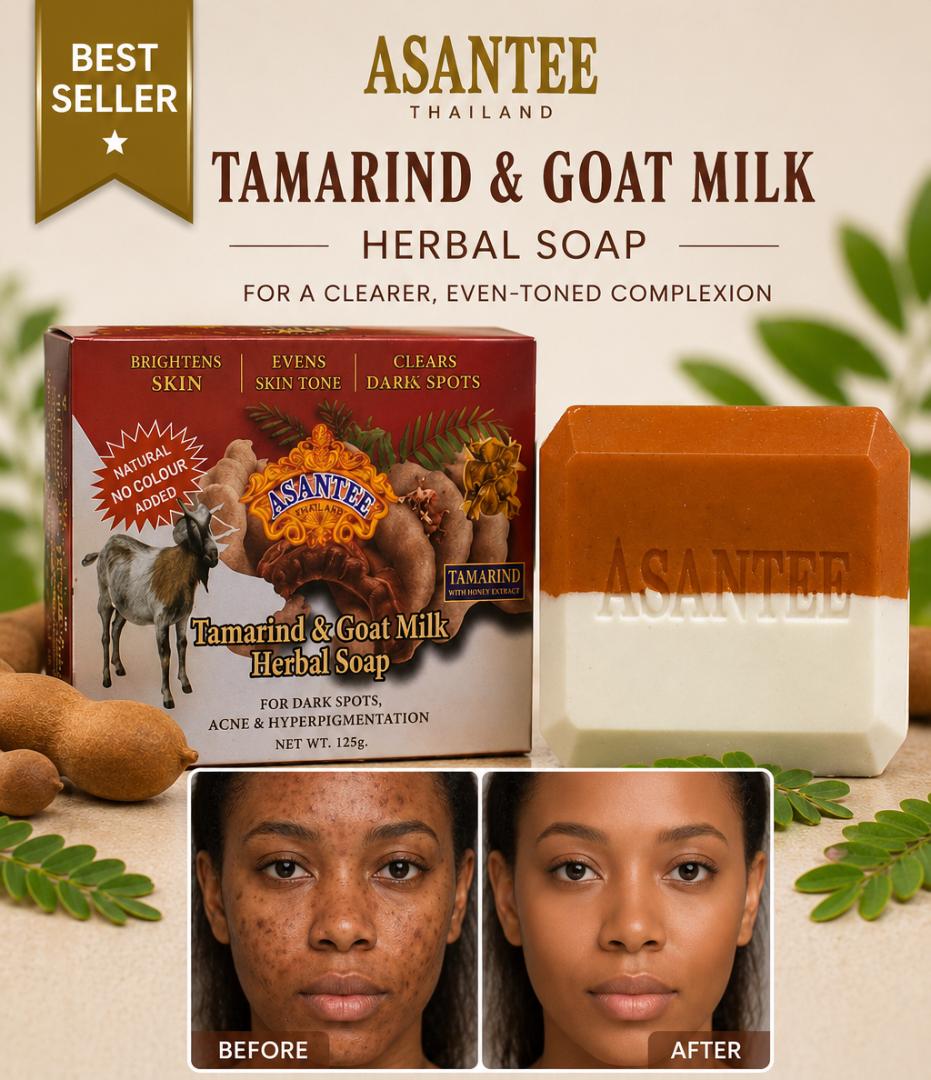 Original Asantee Tamarind & Goat Milk Herbal Soap - Original ThailandSoap for Dark Spots, Acne, and Hyperpigmentation (125g)