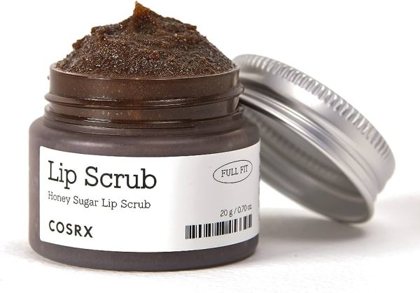 COSRX Full Fit Honey Sugar Lip Scrub containing sucrose for exfoliation and honey extract for moisturizing.