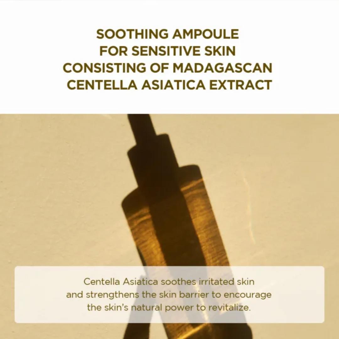 SKIN1004 Madagascar Centella Ampoule, a K-beauty product designed to soothe and hydrate sensitive skin.