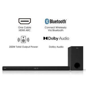 HISENSE HS218 2.1CH SOUND BAR WITH WIRELESS SUBWOOFER, 200W, POWERED BY DOLBY AUDIO , ROKU TV READY, BLUETOOTH, HDMI ARC/OPTICAL/AUX/USB, 3 EQ MODES-1 YEAR WARRANTY