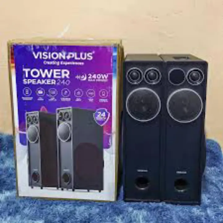 Vision Plus VP2060TS Tower Speaker 240W with versatile connectivity options including Bluetooth, USB, AUX, and HDMI-1 year warranty