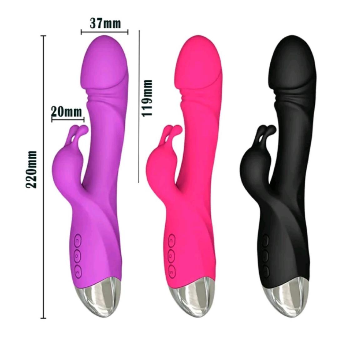 Realistic Dildo Rabbit Veined G Spot Vibrator Rechargeable Waterproof Powerful Vibrating Clit Stimulator Handhold Dual Motors Massager Adult Sex Toy for Ladies Women Couple