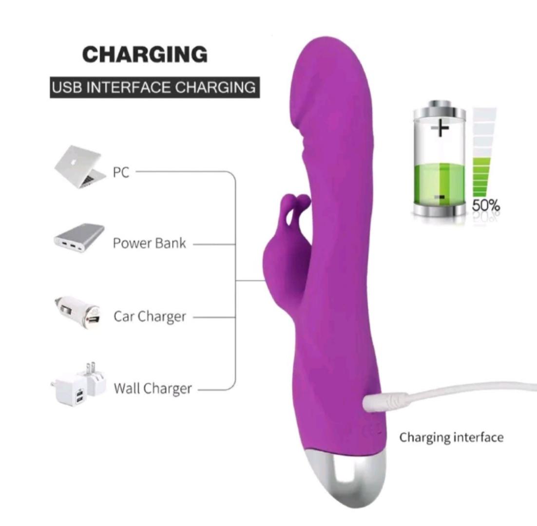 Realistic Dildo Rabbit Veined G Spot Vibrator Rechargeable Waterproof Powerful Vibrating Clit Stimulator Handhold Dual Motors Massager Adult Sex Toy for Ladies Women Couple
