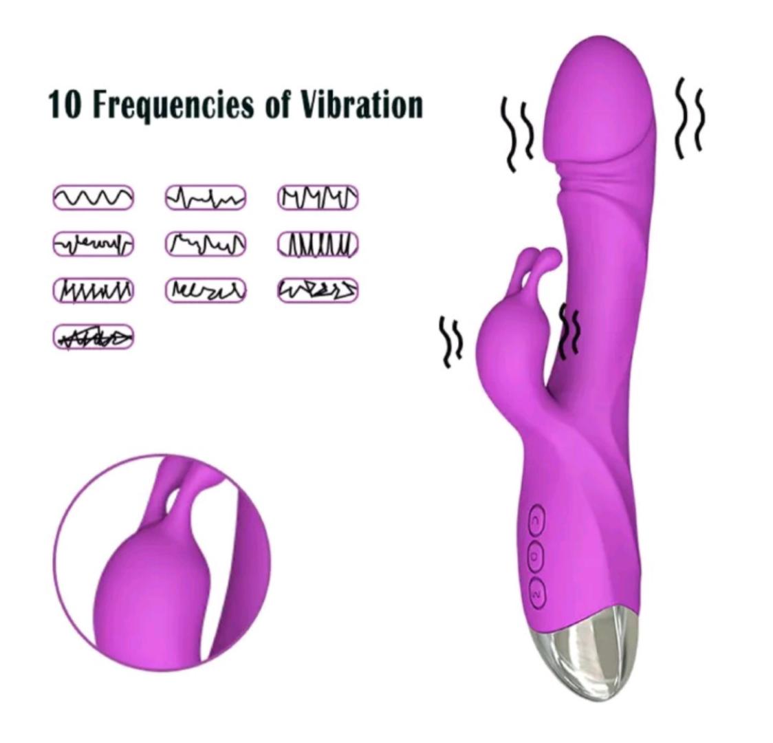 Realistic Dildo Rabbit Veined G Spot Vibrator Rechargeable Waterproof Powerful Vibrating Clit Stimulator Handhold Dual Motors Massager Adult Sex Toy for Ladies Women Couple