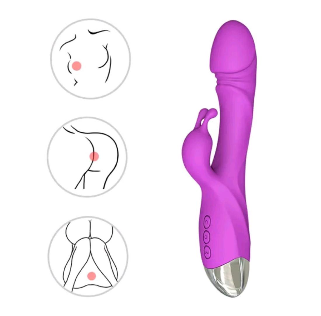 Realistic Dildo Rabbit Veined G Spot Vibrator Rechargeable Waterproof Powerful Vibrating Clit Stimulator Handhold Dual Motors Massager Adult Sex Toy for Ladies Women Couple