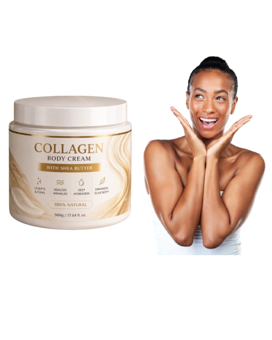 Collagen Body Cream Moisturizing Lotion - Skin Brightening, Anti aging, Acne & Other Skin conditions, Fades Stretch Marks&Cellulite, Repair Cracked Heels and Moisturizer, Soothes Dry Skin.