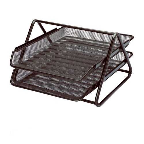 Black Metal 2-Tier Office Tray Set