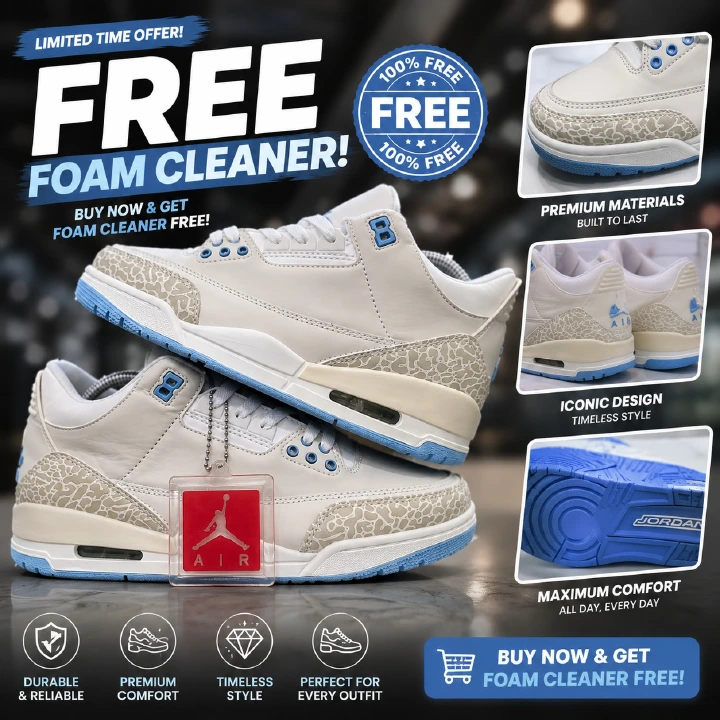 🔥 (free foam cleaner) 🔥 Air jordan 3 Retro  Men’s Sneakers – Men’s Cushioned Running Shoes, Streetwear Trainers, Comfortable Sports Shoes, Casual Fashion Sneakers with Air Sole Unit,