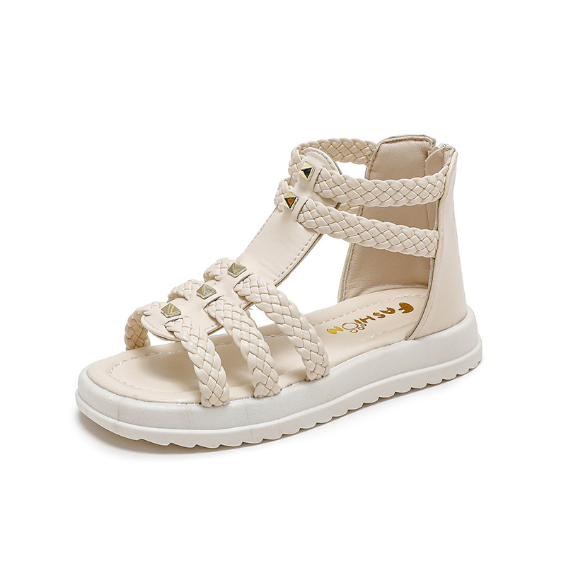 summer girls open toe sandals, big kids soft sole princess shoes, children breathable casual footwear, anti-slip kids summer walking shoes, fashionable girls daily dress sandals