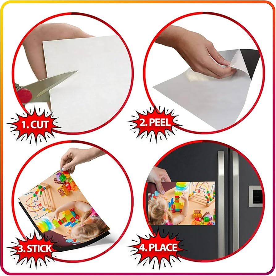 10 Pcs Magnetic Sheets with Adhesive for Making Fridge Magnets