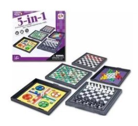 5-in-1 Magnetic Board Game Set – Chess Board Game Chess Ludo Snakes & Ladders Checkers  and Chinese Checkers. 5 in 1 GameBoard set Portable Travel Gift Fun Snakes and Ladders Party game Adults Teens