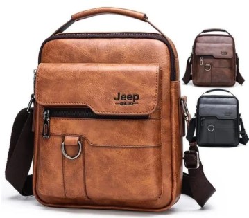 Jeep BULUO Men’s Leather Messenger Bag – Crossbody Business Tote Bag for Men | Classy Luxury Stylish Shoulder Laptop Satchel & Office Bag Briefcase School Office Travel Bag Men Women