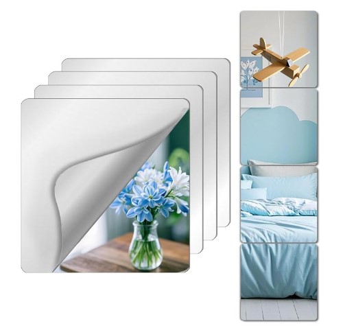 Modern Home Décor Mirror Peel and Stick Mirror . Unbreakable  Wall Flexible Mirror peel and stick mirror – Shatterproof Decorative Mirror for Home & Gym Use