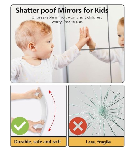 Modern Home Décor Mirror Peel and Stick Mirror . Unbreakable  Wall Flexible Mirror peel and stick mirror – Shatterproof Decorative Mirror for Home & Gym Use