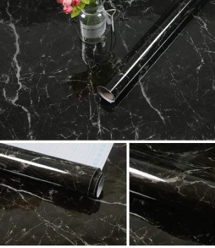 2 meters Waterproof Oil-proof Wall Paper Self-Adhesive Marble Film Oil-Proof Heat-Resistant Kitchen Wall Stickers for Cabinet Home Renovation Decorative Wallpaper for Countertops Desk Cover