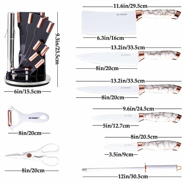 9pcs Kitchen Knife Set with Acrylic Holder – Stainless Steel Slicing, Bread, Fruit and Chef Knives, Multipurpose Kitchen Cutting Utensils Set for Food Preparation, Cooking, Chopping & Slicing