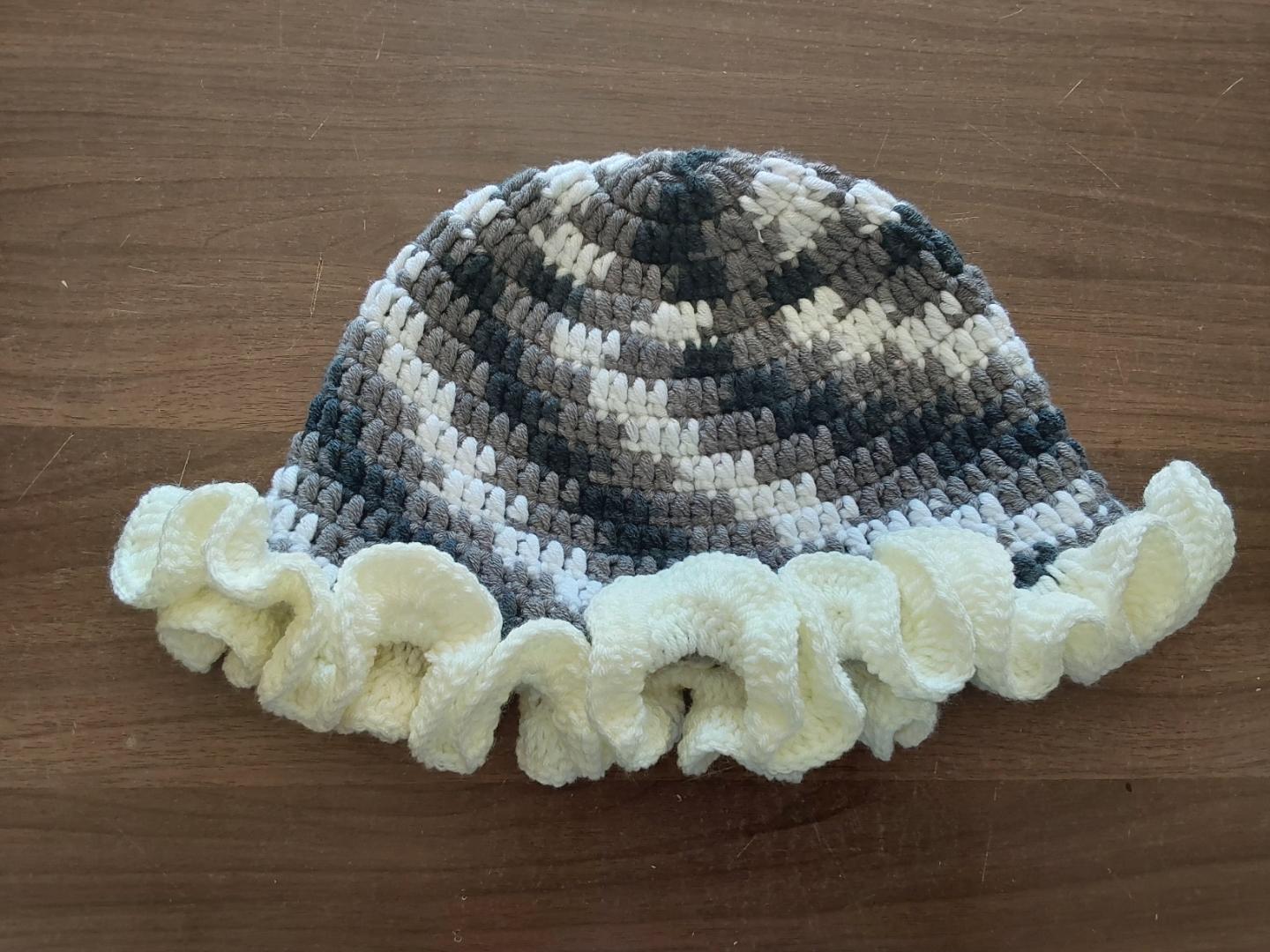 Handmade Crochet Ruffle Milk Cotton Bucket Hat