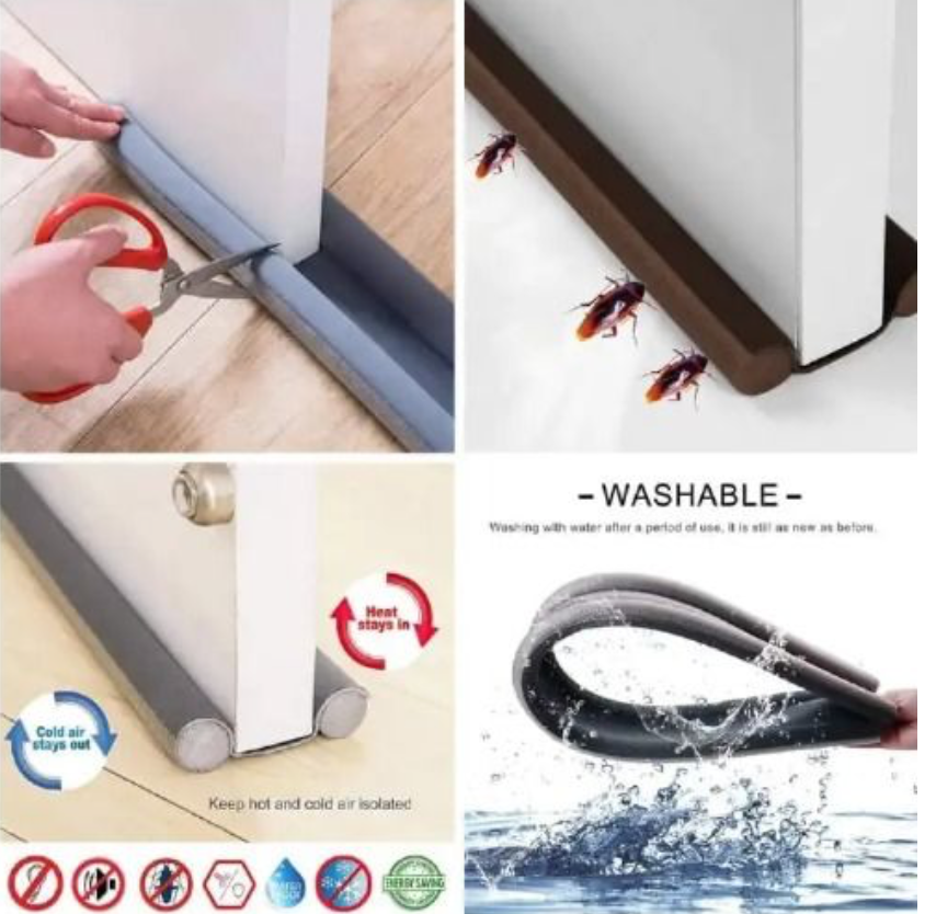 Waterproof door Sealer, Draught Excluder Stopper Door Bottom Guard Double Silicone Rubber Seal Dustproof Soundproof