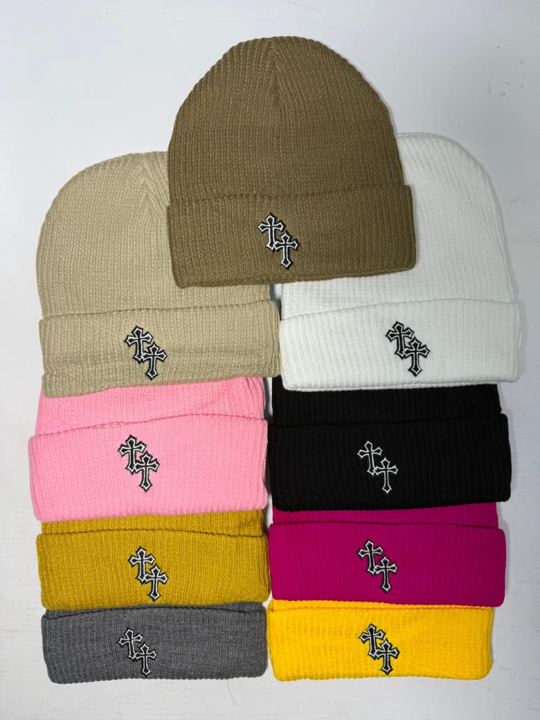 🔥 (ON OFFER) 🔥 Chrome Heart Embroidered Ribbed Knit Beanie Hat – Unisex Winter Warm Skull Cap for Men & Women with FREE Nike Ankle Socks | Soft Stretch Cuffed Beanie | Streetwear Fashion Winter Hat
