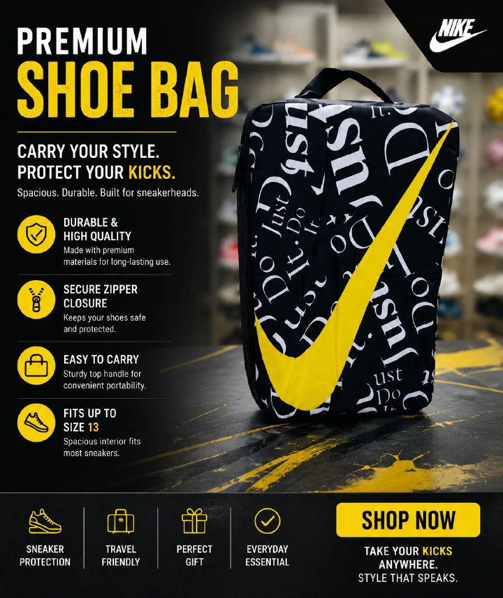 🔥 Nike Foot ball bag, Soccer bag Basketball bag,  Jordan Sneaker Shoe Bag | Premium Basketball Shoe Travel Bag | Portable Sneaker Storage Case | Durable Zip Shoe Organizer | Sports Gym Carry Bag | Fi