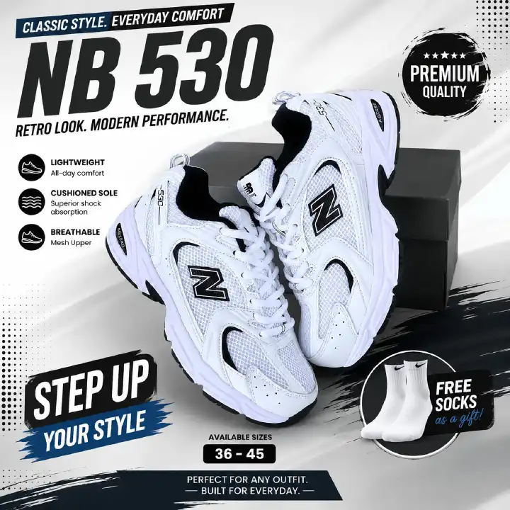 🔥 New (NB 530) Balance Black Premium Unisex Retro Running Sneakers – Lightweight Breathable Mesh, Cushioned ABZORB Comfort Sole, Stylish Everyday Casual Sports Shoes, Durable Trainers with FREE Socks