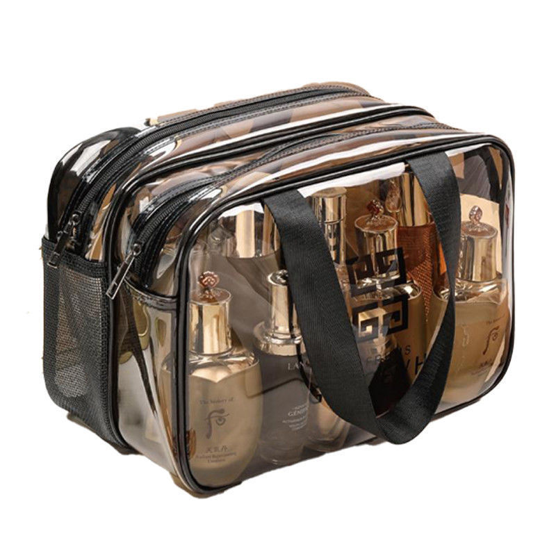 Dry and wet separation clear toiletry bag PVC | clear makeup travel bag