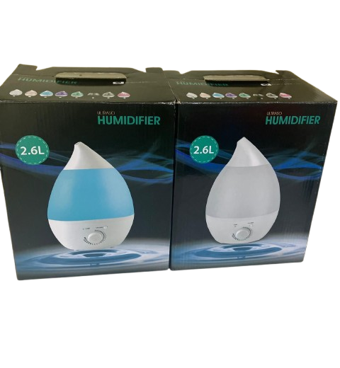 2.6L Ultrasonic Humidifier with Adjustable Mist Output – Air Humidifier with Anti-Bacterial Filter, LED Indicator Light, 250ml/h Output – Aroma Diffuser for Home, Office, Bedroom Use