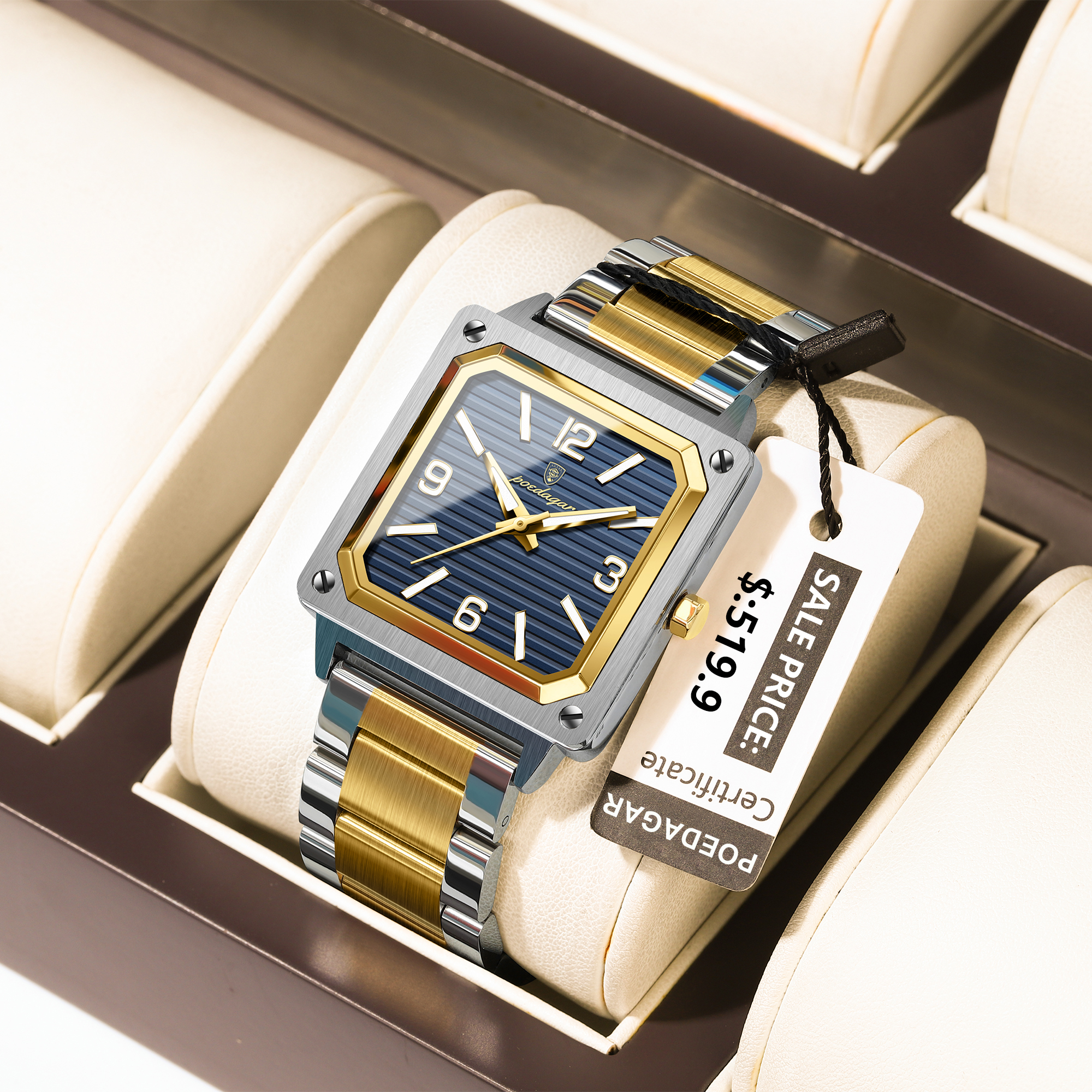 POEDAGAR Official Certified Product 2024 New waterproof ultra-thin men's night vision watch calendar quartz watch