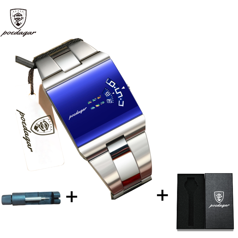 POEDAGAR Official Certified Product 2025 New waterproof ultra-thin men's night vision watch calendar quartz watch