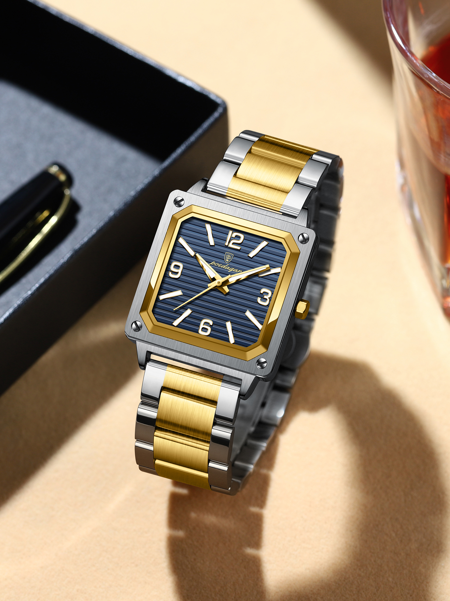 POEDAGAR Official Certified Product 2024 New waterproof ultra-thin men's night vision watch calendar quartz watch