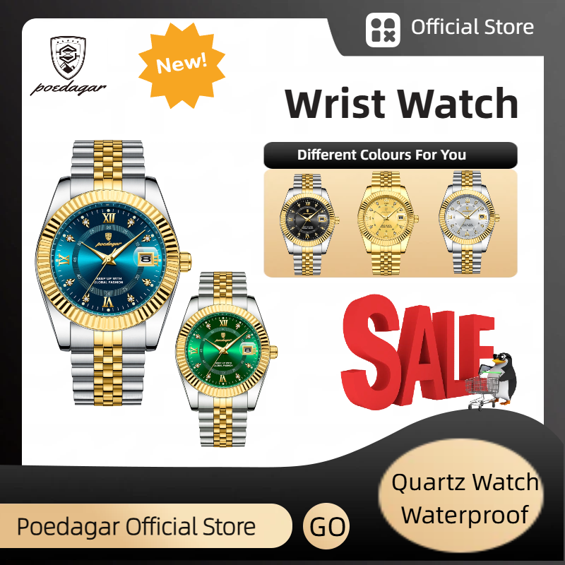 POEDAGAR Official Certified Product 2025 New waterproof ultra-thin men's night vision watch calendar quartz watch