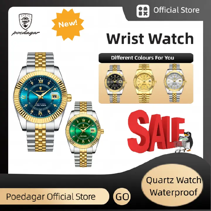 POEDAGAR Official Certified Product 2025 New waterproof ultra-thin men's night vision watch calendar quartz watch