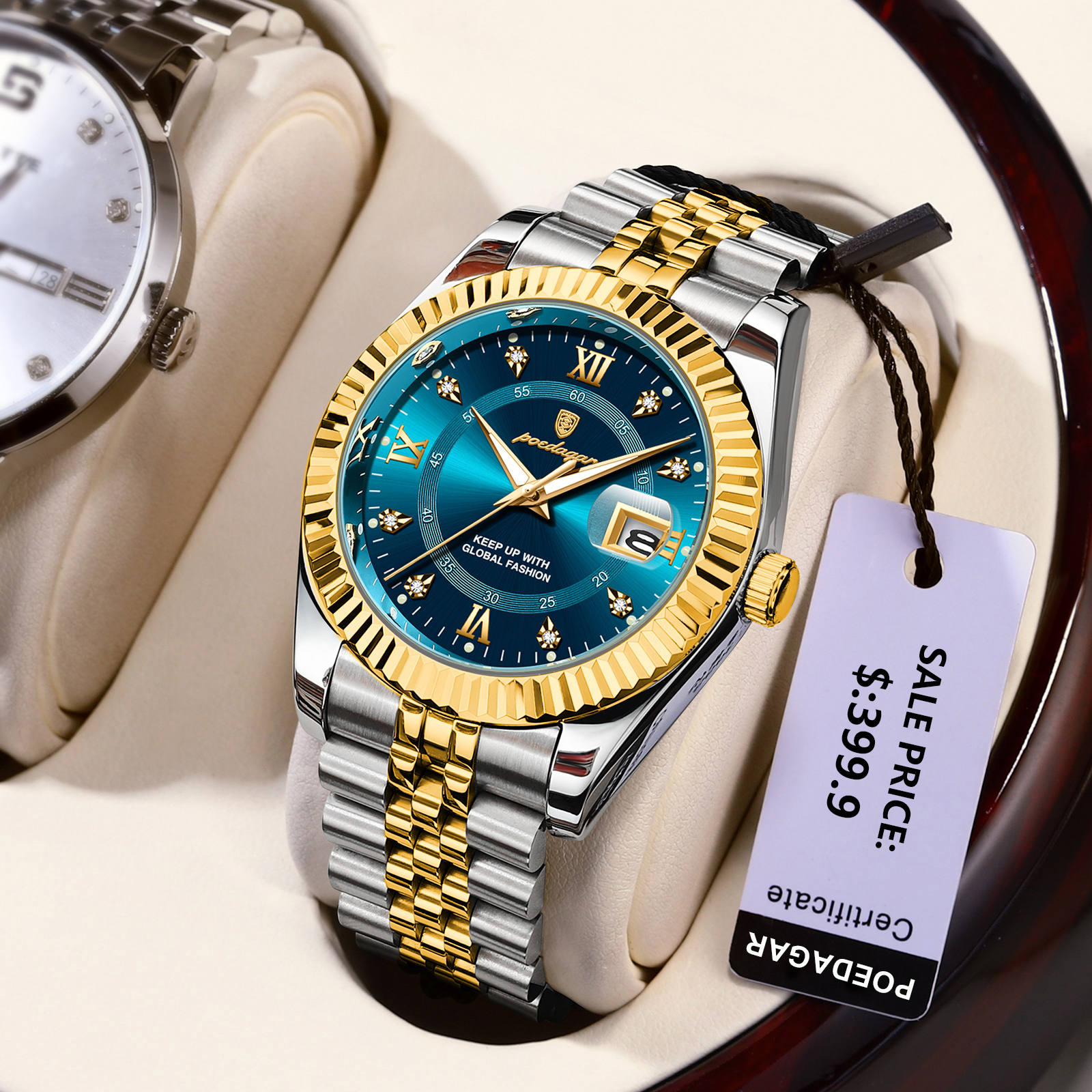 POEDAGAR Official Certified Product 2025 New waterproof ultra-thin men's night vision watch calendar quartz watch